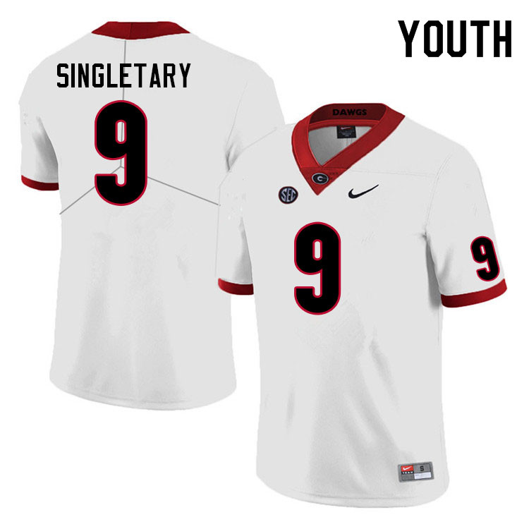 Georgia Bulldogs Youth Jaheim Singletary #9 White 2022 Stitched College UGA Football Jersey 23KQ017JV